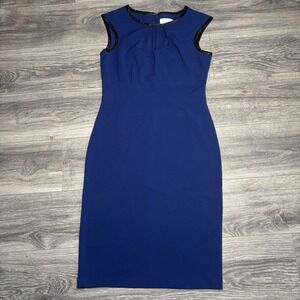 Label by 5 Twelve Womens Blue Sleeveless Sheath Dress Business Casual Office Med